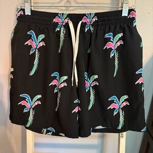 Men’s Chubbies Black Swim Shorts with Tropical Print Size Large “Havana Nights”